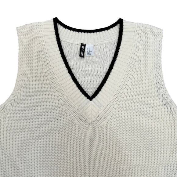 H&M Divided Women's Grandpa Sweater Vest Cream Black Size XL - Picture 4 of 6